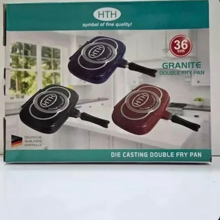 تابه دو طرفه گرانیتی HTH مدل Double Fry Pan سایز ۳۶ سانتیمتر ( ارسال رایگان)