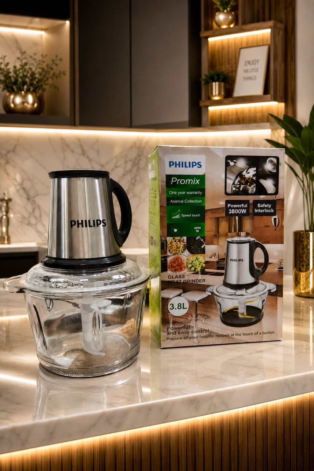 خردکن برقی فیلیپس ۳.۸ لیتری کاسه شیشه‌ای موتور استیل (Philips Promix) ارسال رایگان