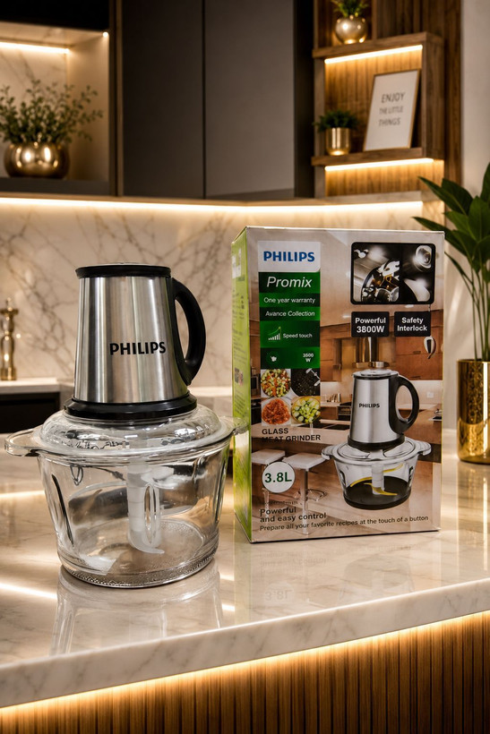 خردکن برقی فیلیپس ۳.۸ لیتری کاسه شیشهای موتور استیل (Philips Promix) ارسال رایگان