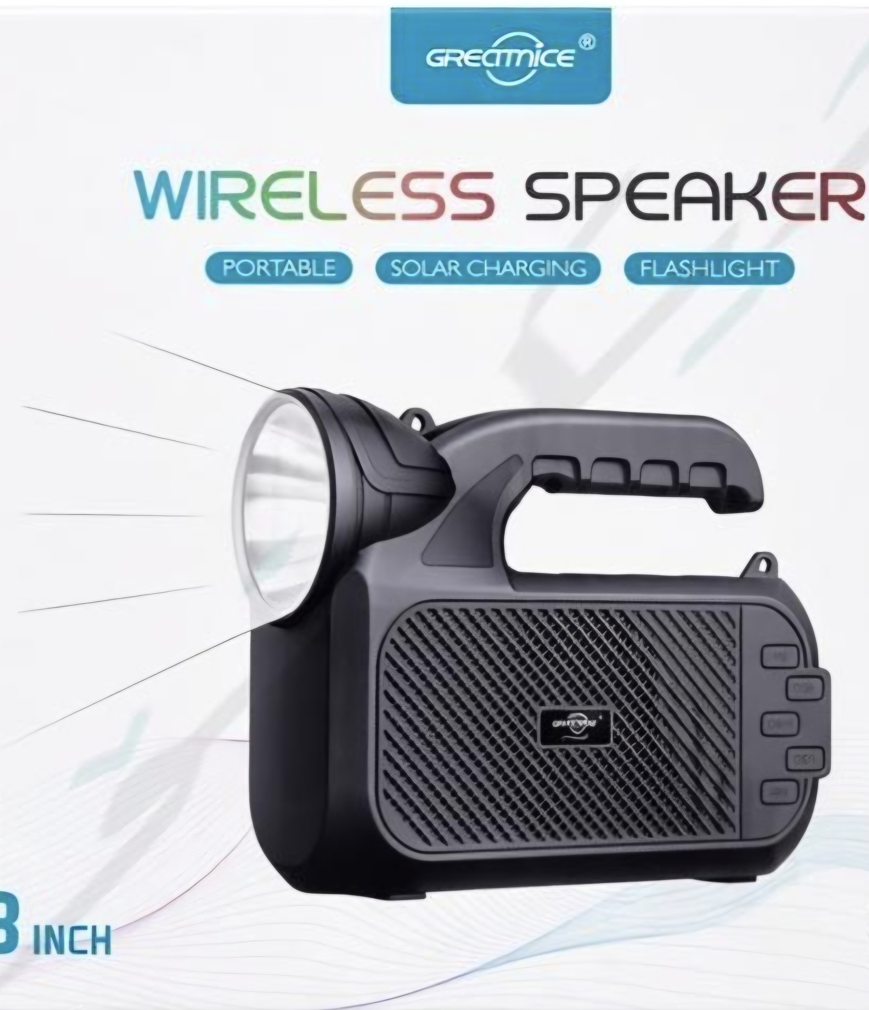 اسپیکر بلوتوثی خورشیدی و چراغ‌قوه گریت‌نایس مدل Greatnice GTS-2068