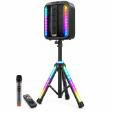 اسپیکر بلوتوثی قابل حمل ۱۲ اینچ مدل NDR-102A به همراه پایه RGB و میکروفون بیسیم (ارسال رایگان)