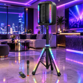 اسپیکر بلوتوثی قابل حمل ۱۲ اینچ مدل NDR-102A به همراه پایه RGB و میکروفون بیسیم (ارسال رایگان)